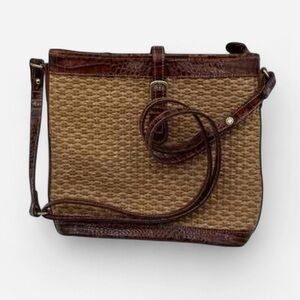 Vintage Brahmin Elegant Brown and Tan Woven - Croc Trim Women's Bag